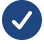 Blue circle with black check mark.